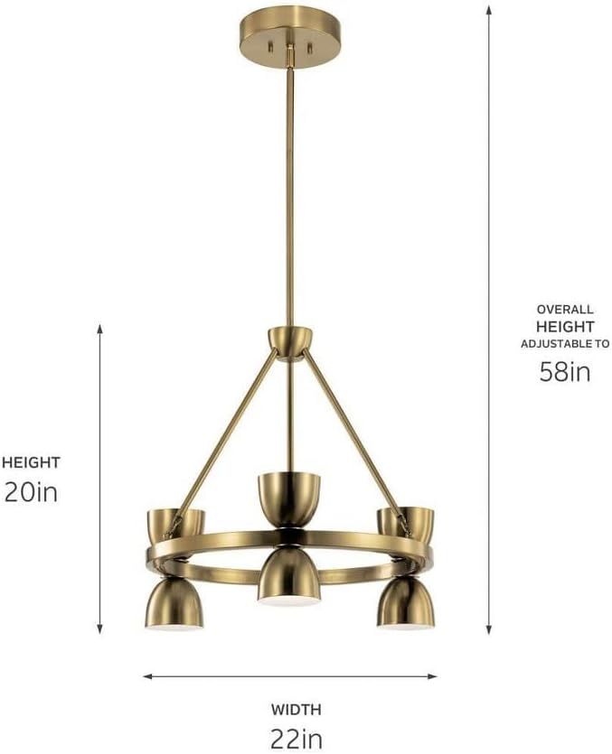Kichler Baland 22 Inch 6 Light Chandelier in Black and Polished Nickel