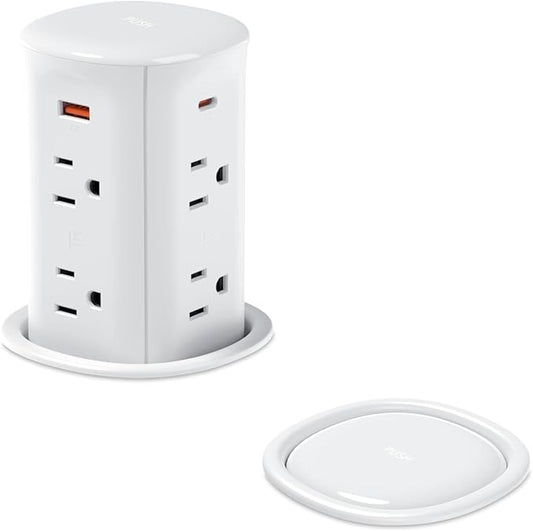 Pop up Outlet for Countertop,3 inch Hole Desktop Power Grommet,8 Outlets 4 USB Ports,15Amp Tamper Resistant Receptacle Flush Mount,Space Saver Recessed Outlet for Home,Office,ETL Listed