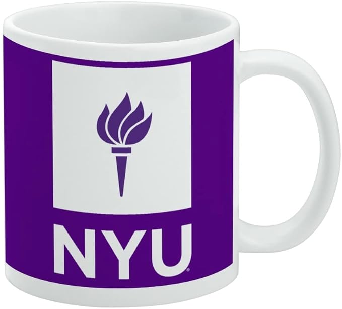 New York University Primary Logo Ceramic Coffee Mug, Novelty Gift Mugs for Coffee, Tea and Hot Drinks, 11oz, White