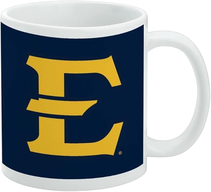 ETSU Primary Logo Ceramic Coffee Mug, Novelty Gift Mugs for Coffee, Tea and Hot Drinks, 11oz, White