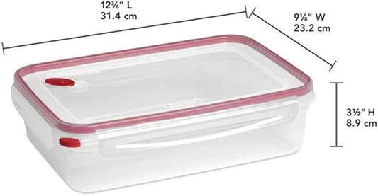 Sterilite Food Storage Container Ultra-Seal Clear Rectangular 16 Cup, Rocket Red Trim