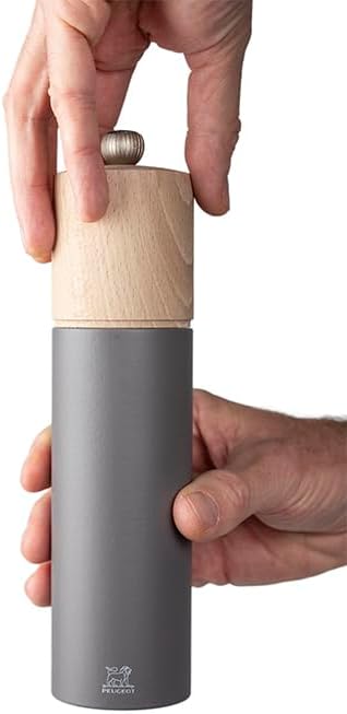 PEUGEOT - Boreal 21 cm/ 8" Pepper Mill - Classic Grind System - Made with PEFC Certified Beech Wood - Made in France - Rock Grey