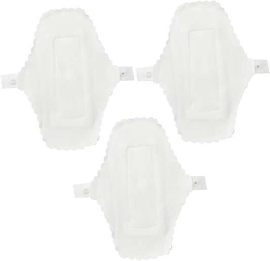 3pcs Reusable Cloth Menstrual Pads Washable Cotton Sanitary Towels with Button Fastening Soft Liners for Women Travel and Daily Use