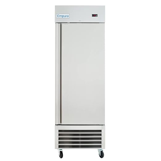 27" Reach-in Refrigerator with One-Swing Solid Door | Commercial Upright Fridge for Restaurant Cafeteria | 17.7 Cu. Ft. Capacity, (3) Shelves | 82.3"H x 26.8"W x 32.7”D, Stainless Steel, 115v