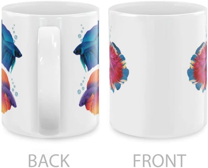 MUGBREW Betta Siamese Fighting Fishes Ceramic Coffee Mug Tea Cup, 11 OZ
