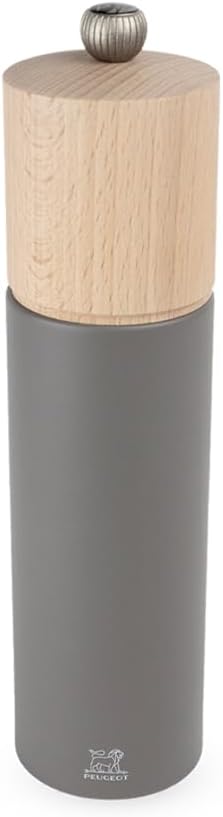 PEUGEOT - Boreal 21 cm/ 8" Pepper Mill - Classic Grind System - Made with PEFC Certified Beech Wood - Made in France - Rock Grey