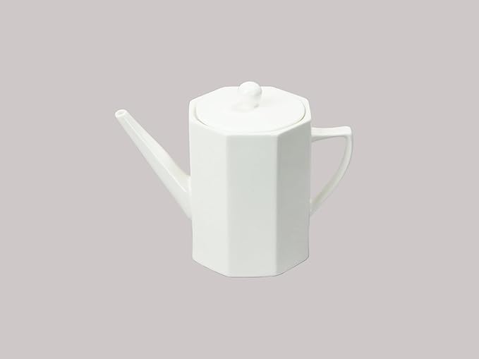 Bone China Cone Shape, Elegance White Coffee Pot 26oz