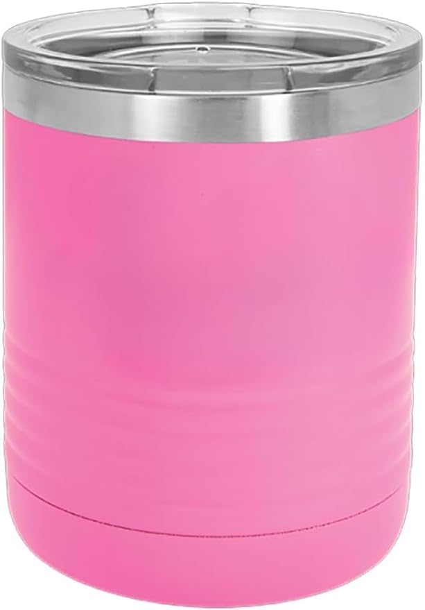 CRAZYDAISYWORLD Customized Polar Camel 10 oz. Vacuum Insulated Round neck Tumbler with Clear Lid Personalized With Your Text (Pink)