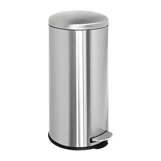 8-Gallon Trash Can, 30 Liter Stainless Steel Garbage Can, Round Trash Can with Lid, Slim Garbage can Featuring a Removable Inner Liner (Silver, 30L-Round)
