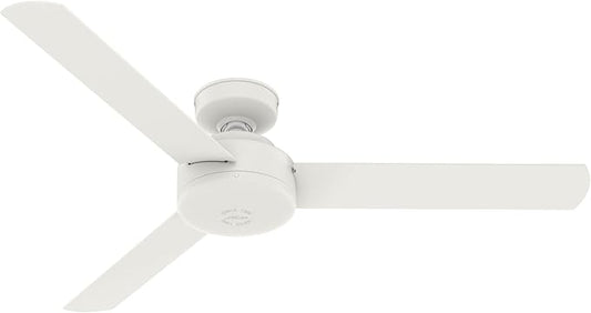 Hunter 52 inch Indoor Ceiling Fan No Light - White Modern Ceiling Fan without Light, 3 Blades, Standard Mount, For Bedroom, Living Room, or Kitchen, Wall Control - Presto 50811, Matte White