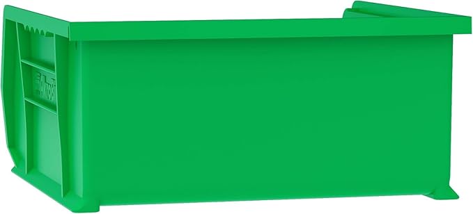Akro-Mils 30235 AkroBins Plastic Storage Bins, Space-Saving Stackable Bins for Garage, Pantry, Craft Organization, 11" x 11" x 5", Green, 6-Pack