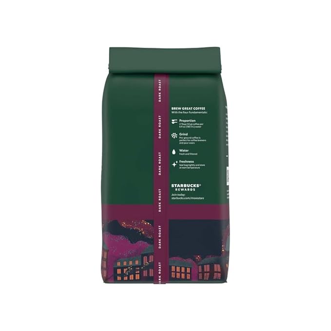 Starbucks Ground Coffee, Dark Roast Coffee, French Roast, 100% Arabica, 1 bag (28 oz) (Pack of 2)