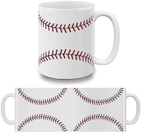 MUGBREW Baseball Stitches Ceramic Coffee Mug Tea Cup, 11 OZ