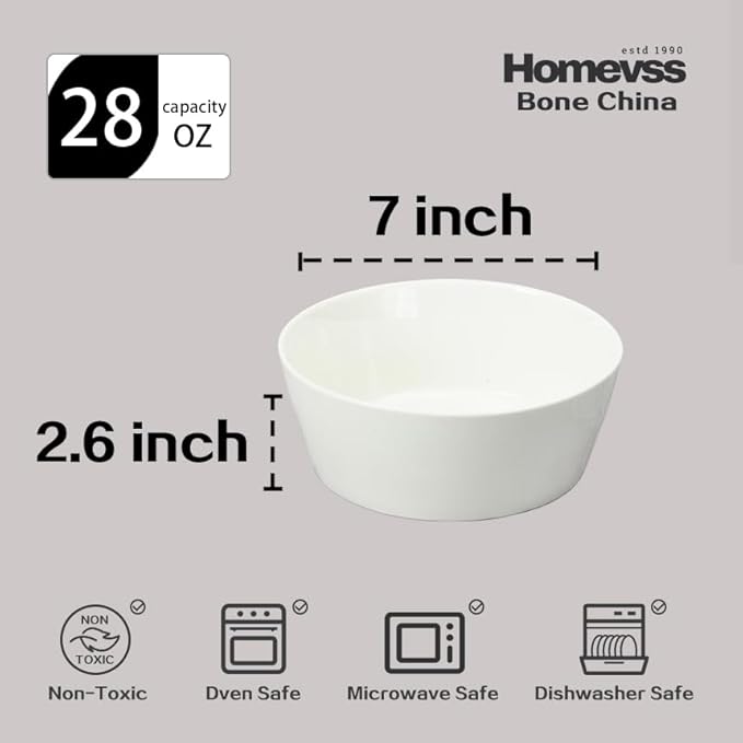 Bone China Cone Shape, Elegance White Bowl 28oz, Case of 6