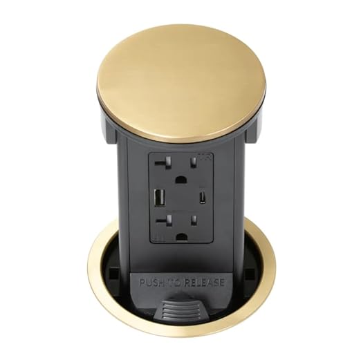 Lew Electric Round Kitchen Pop Up Outlet (2 PWR | 2 USB, Brass)