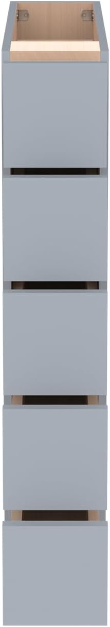 Solid Wood 5-Drawer Spice Cabinet for Kitchen, Soft Close Drawer Glides, Freestanding Storage Organizer, Fits 6" Base Cabinets, Natural Birch Wood (SK-Grey, 6" W x 24" D x 34.5" H)