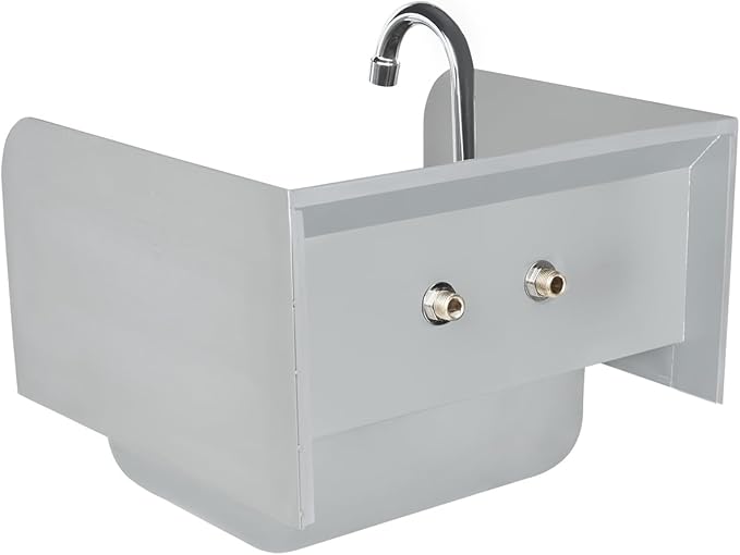 17" Wide Stainless Steel Wall Mounted Hand Sink | Commercial Prep Utility 14" x 10" Bowl for Kitchen | 4" Center Gooseneck Faucet, 9.5" Back/Side Splash, 17"W x 15"D x 13.5"H, 20 Gauge, NSF