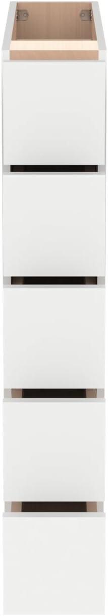 Solid Wood 5-Drawer Spice Cabinet for Kitchen, Soft Close Drawer Glides, Freestanding Storage Organizer, Fits 6" Base Cabinets, Natural Birch Wood (SK-Origami White, 6" W x 24" D x 34.5" H)