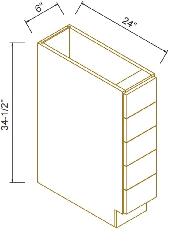 Solid Wood 5-Drawer Spice Cabinet for Kitchen, Soft Close Drawer Glides, Freestanding Storage Organizer, Fits 6" Base Cabinets, Natural Birch Wood (SK-White, 6" W x 24" D x 34.5" H)