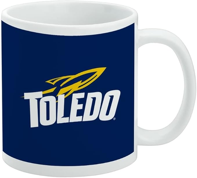 University of Toledo Rockets Logo Ceramic Coffee Mug, Novelty Gift Mugs for Coffee, Tea and Hot Drinks, 11oz, White