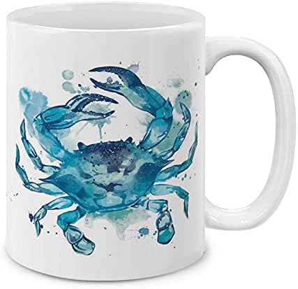 MUGBREW Blue Crab Ceramic Coffee Mug Tea Cup, 11 OZ
