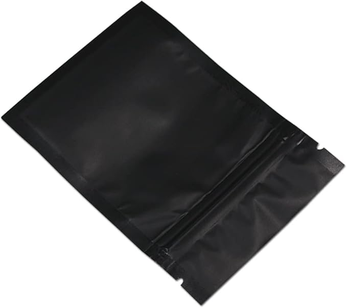 FERENLI 100Pcs Zipper Lock Self Seal Flat Pouch for Zip Aluminum Foil Lock Package Bag Coffee Food Storage Resealable Mylar Bags Heat Sealable Candy Reclosable Bags (12x18cm (4.7x7.1 inch), Black)