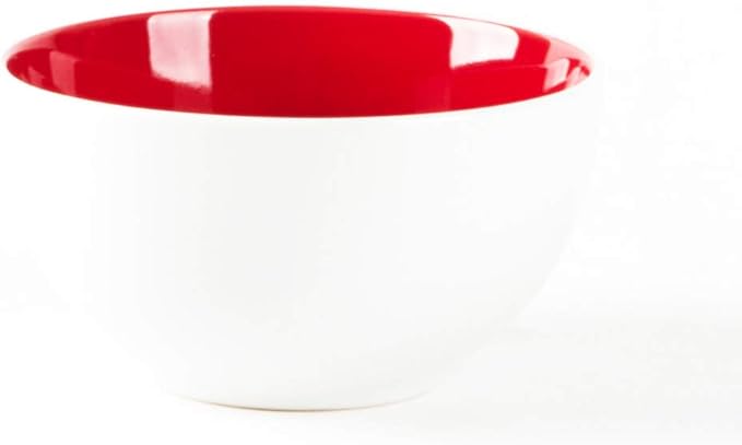 Stoneware Coupe Shape 16pc Dinnerware Set, Outside White + Inside Red