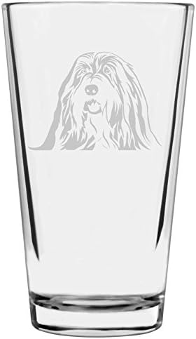 Bearded Collie Dog Themed Etched All Purpose 16oz Pint Glass