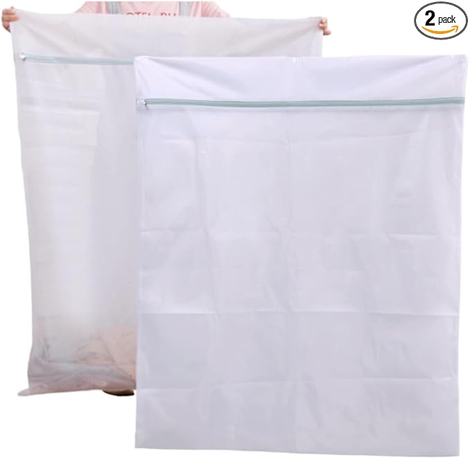2 Pack 43 x 35 inch Oversize Laundry Bags Mesh Wash Bags, Large Delicates Bag for Washing Machine, Jumbo Laundry Sack for Washing Delicates, Big Clothes, Bed Sheet, Bedcover, Blanket (2)