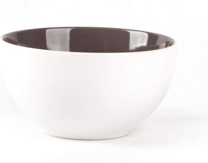Stoneware Coupe Shape 16pc Dinnerware Set, Outside White + InsideTaupe