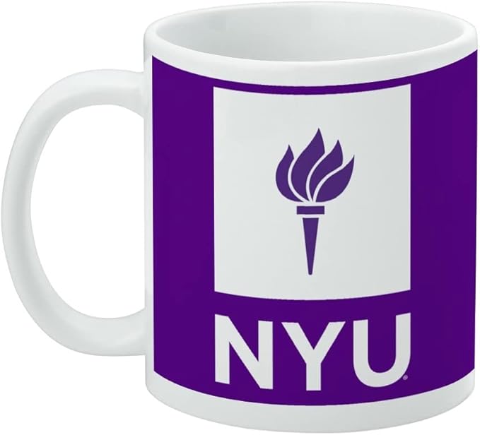 New York University Primary Logo Ceramic Coffee Mug, Novelty Gift Mugs for Coffee, Tea and Hot Drinks, 11oz, White