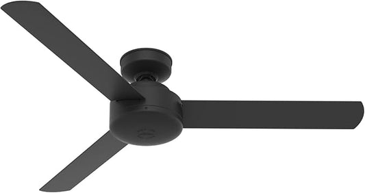 Hunter 52 inch Indoor Ceiling Fan No Light - Black Modern Ceiling Fan without Light, 3 Blades, Standard Mount, For Bedroom, Living Room, or Kitchen, Wall Control - Presto 50810, Matte Black