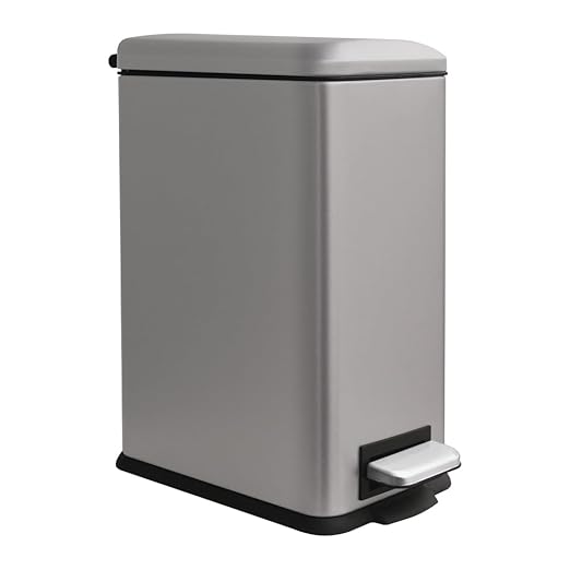 Bathroom Trash Can with Lid，10L/2.6 Gallon Garbage Can with Removable Inner Liner, Soft Close Step Trash can for Bathroom,Bedroom,Home Office (Grey)