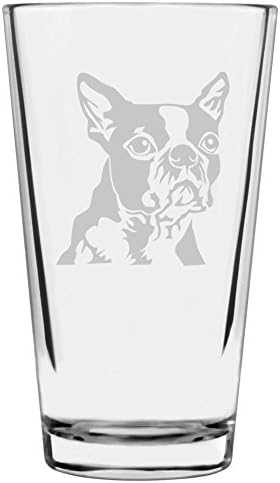 Boston Terrier Customizable Dog Themed Etched All Purpose 16oz Pint Glass