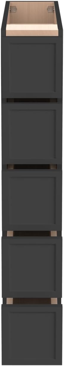 Solid Wood 5-Drawer Spice Cabinet for Kitchen, Soft Close Drawer Glides, Freestanding Storage Organizer, Fits 6" Base Cabinets, Natural Birch Wood (NT-Charcoal Black, 6" W x 24" D x 34.5" H)