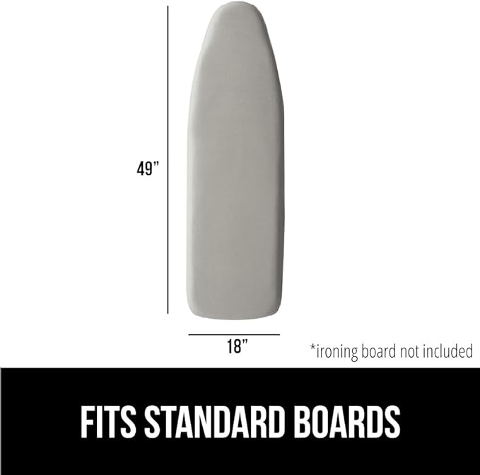 GORILLA GRIP The Original Ironing Board Cover and Pad, Silicone Coating, Thick Scorch Resistant Padding, Heavy Duty Iron Covers Standard Boards, Hook and Loop Fastener Strap, Silver, 18x49
