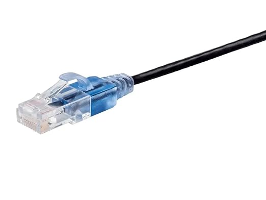 Monoprice SlimRun Cat6A Ethernet Patch Cable - Snagless RJ45 Stranded 550Mhz UTP Pure Bare Copper Wire 10G 30AWG 7ft Black 1-Pack