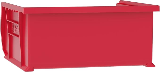 Akro-Mils 30235 AkroBins Plastic Storage Bins, Space-Saving Stackable Bins for Garage, Pantry, Craft Organization, 11" x 11" x 5", Red, 6-Pack