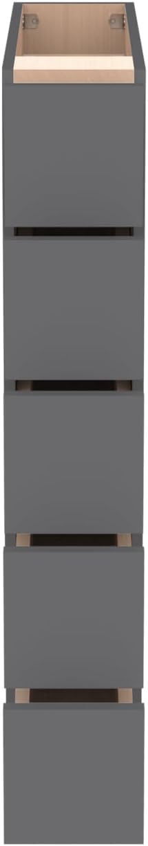 Solid Wood 5-Drawer Spice Cabinet for Kitchen, Soft Close Drawer Glides, Freestanding Storage Organizer, Fits 6" Base Cabinets, Natural Birch Wood (SK-Pebble Gray, 6" W x 24" D x 34.5" H)