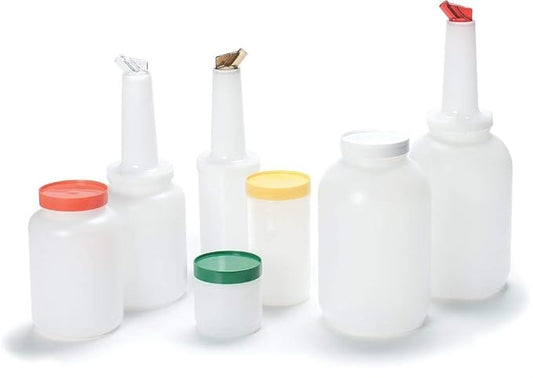 Carlisle FoodService Products Stor N' Pour Half Gallon Containers with Assorted Lids for Bar, Kitchen, And Restaurant, Plastic, 0.5 Gallon, Assorted Colors, (Pack of 6)