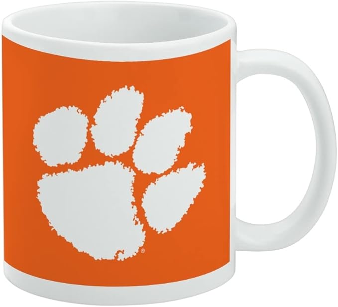 Clemson University Primary Logo Ceramic Coffee Mug, Novelty Gift Mugs for Coffee, Tea and Hot Drinks, 11oz, White