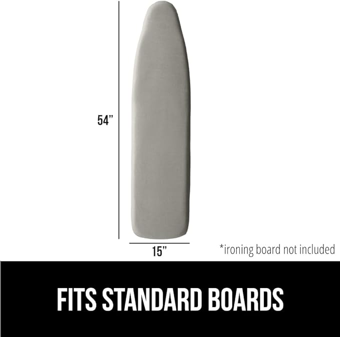 GORILLA GRIP The Original Ironing Board Cover and Pad, Silicone Coating, Thick Scorch Resistant Padding, Heavy Duty Iron Covers Standard Boards, Hook and Loop Fastener Strap, Silver, 15x54