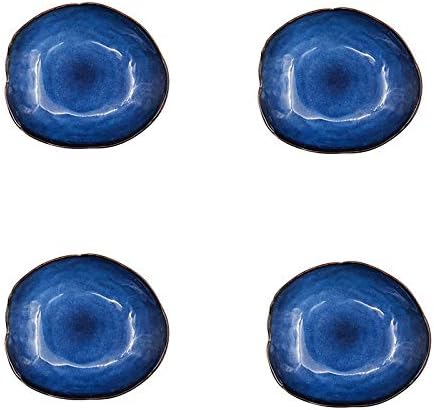 Nordic Ceramic Household Pottery Irregular Salad Platter Klin Glaze Dinner Plate-Set of 4