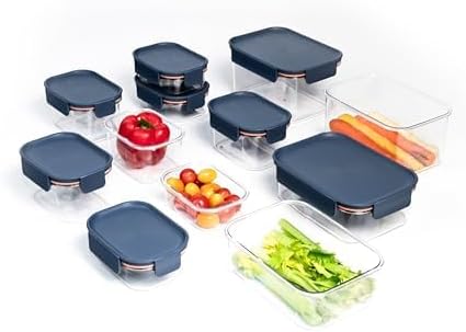 LocknLock LBF405RS12N Modular Plus Food Storage Container,24 set (12 containers & 12 Lids)- Navy
