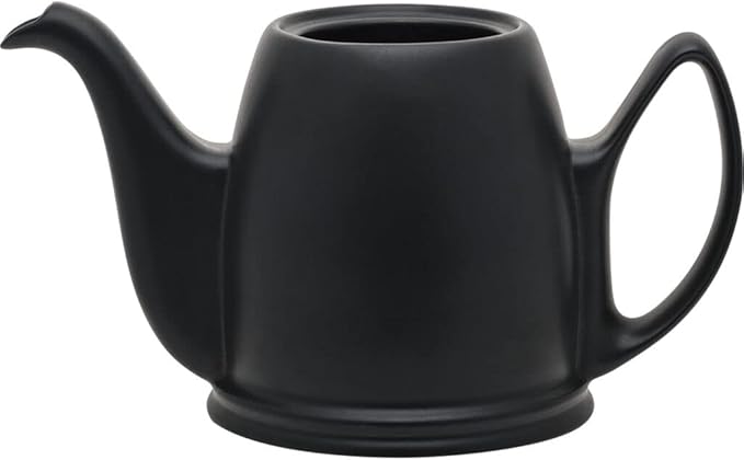 Degrenne Salam Luxury French Tea Pot - Porcelain Teapot with Bronze Aluminum Cover, Ceramic Tea Kettle for Loose Tea, Removable Infuser, 6 Cup Capacity, 36oz - Black