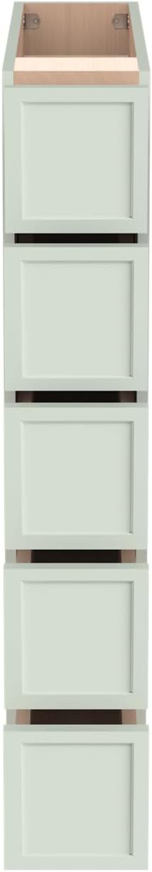Solid Wood 5-Drawer Spice Cabinet for Kitchen, Soft Close Drawer Glides, Freestanding Storage Organizer, Fits 6" Base Cabinets, Natural Birch Wood (NT-Jade Green, 6" W x 24" D x 34.5" H)