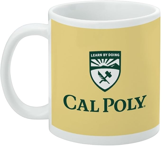 Cal Poly Primary Logo Ceramic Coffee Mug, Novelty Gift Mugs for Coffee, Tea and Hot Drinks, 11oz, White
