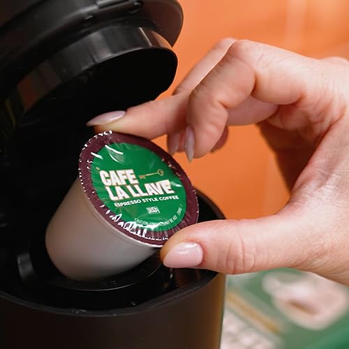 Cafe La Llave 55 Count Dark Roast Coffee Pods, Espresso Style, Compatible with Keurig Brewers, Single Serve Rich Bold Flavor