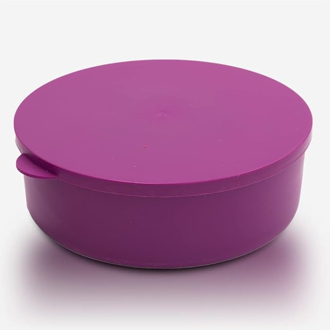 Colander Grease Strainer With Handle And Container, Catch Bowl With Lid 3 Piece Strain Set | Strains Ground Beef, Bacon & Pasta | Safe Kitchen Gadget BPA Free | Made In The USA (Purple)