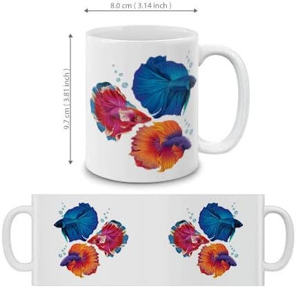 MUGBREW Betta Siamese Fighting Fishes Ceramic Coffee Mug Tea Cup, 11 OZ